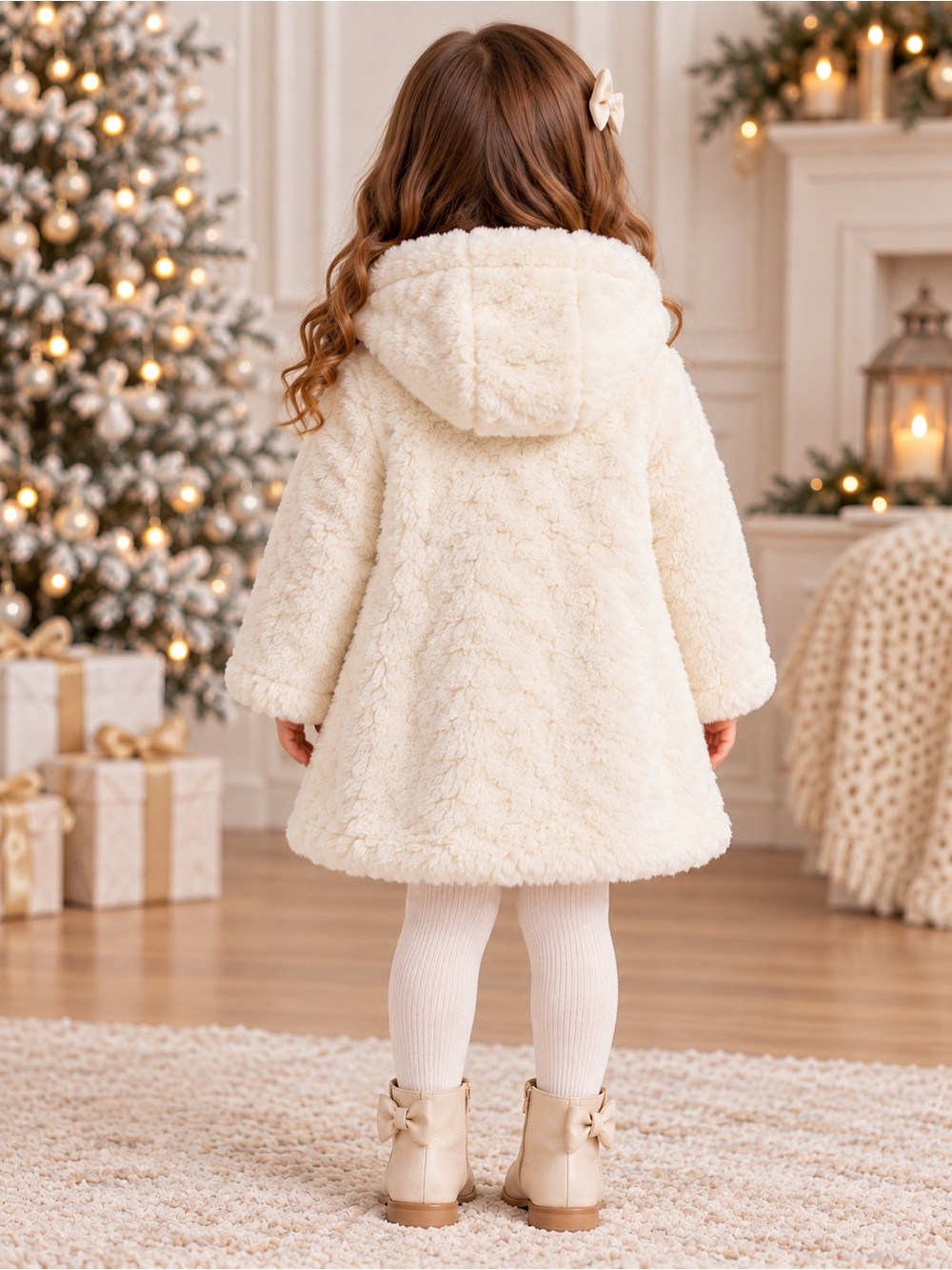 Widgeon 3-Bow A-Line Faux Fur Coat – Size 12M - Picture 3 of 12